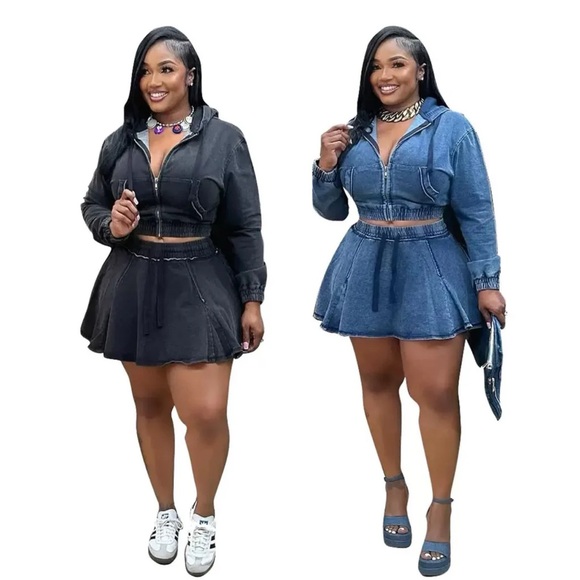 Two-Piece Skirt Set – Zip-Up Jacket & Flared Mini Skirt - Picture 2 of 5